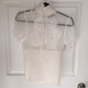 Bebe Rosette Smocked Top